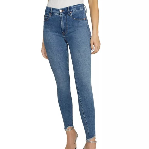Good American Good Legs Frayed Hem Jeans in Blue611 - Picture 1 of 2